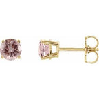 14K Yellow 5 mm Natural Pink Morganite Stud Earrings