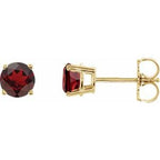 14K Yellow 5 mm Natural Mozambique Garnet Stud Earrings
