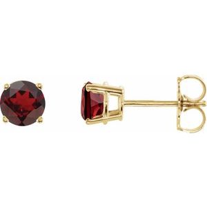 14K Yellow 5 mm Natural Mozambique Garnet Stud Earrings