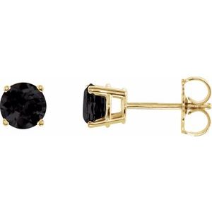 14K Yellow 5 mm Natural Black Onyx Stud Earrings