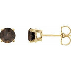 14K Yellow 5 mm Natural Smoky Quartz Stud Earrings
