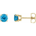 14K Yellow 5 mm Natural Swiss Blue Topaz Stud Earrings