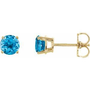 14K Yellow 5 mm Natural Swiss Blue Topaz Stud Earrings