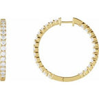 14K Yellow 4 CTW Natural Diamond Inside-Outside Hinged 36 mm Hoop Earrings