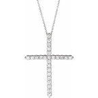 14K White 1 CTW Lab-Grown Diamond Cross 16-18" Necklace