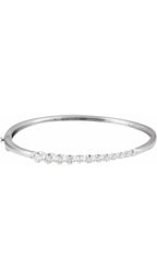 14K White Gold 1 CTW Natural Diamond Journey Hinged Bangle Bracelet
