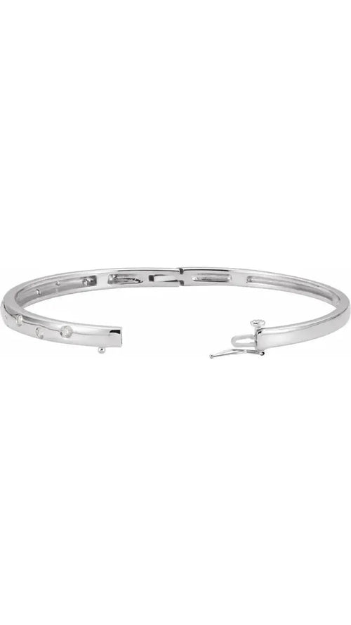 14K White 1/2 CTW Natural Diamond Bangle Bracelet