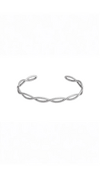14K White Gold 6 1/4 In Rope Cuff Bracelet