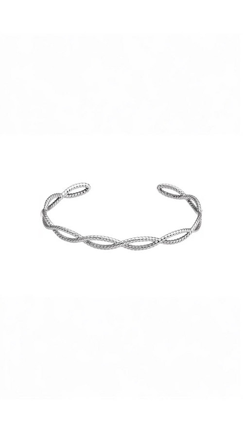 14K White Gold 6 1/4 In Rope Cuff Bracelet