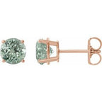 14K Rose 8 mm Lab-Grown Green Sapphire Stud Earrings