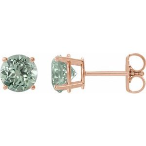 14K Rose 8 mm Lab-Grown Green Sapphire Stud Earrings
