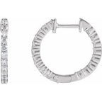 14K White 3/4 CTW Natural Diamond Inside-Outside Hinged 17.2 mm Hoop Earrings