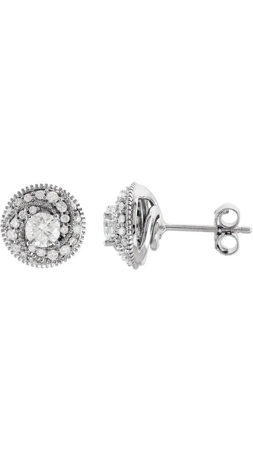 14K White Gold 3/4 CTW Natural Diamond Journey Earrings
