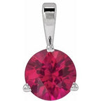 14K White Lab-Grown Ruby Pendant