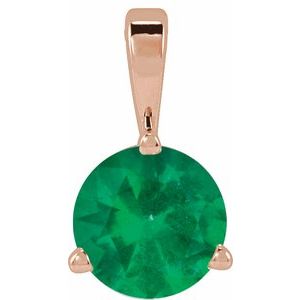 14K Rose Lab-Grown Emerald Pendant