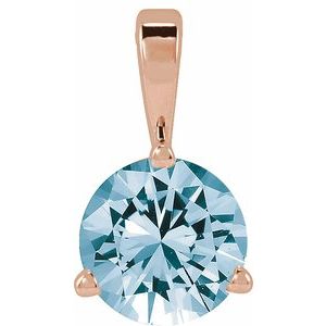 14K Rose Lab-Grown Aqua Sapphire Pendant