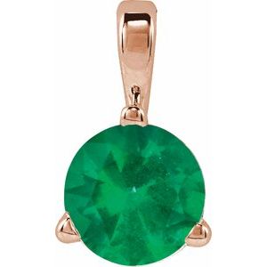 14K Rose Lab-Grown Emerald Pendant