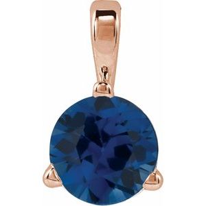 14K Rose Lab-Grown Blue Sapphire Pendant