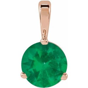 14K Rose Lab-Grown Emerald Pendant