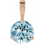 14K Rose Lab-Grown Aqua Sapphire Pendant