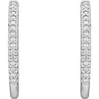 14K White Gold 1 CTW Natural Diamond Inside-Outside Hoop Earrings
