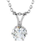 14K White Gold 1/2 CT Natural Diamond Solitaire Necklace