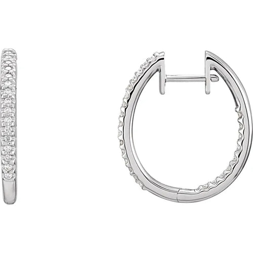 14K White Gold 1 CTW Natural Diamond Inside-Outside Hoop Earrings