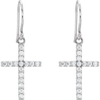 14K White 1/2 CTW Natural Diamond Cross Earrings