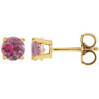 14K Yellow 2.5 mm Natural Pink Tourmaline Stud Earrings