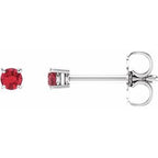 14K White 2.5 mm Lab-Grown Ruby Stud Earrings