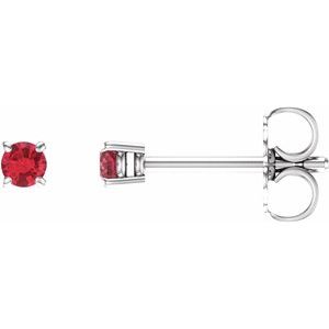 14K White 2.5 mm Natural Ruby Stud Earrings