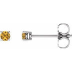 14K White 2.5 mm Natural Yellow Sapphire Stud Earrings