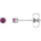 14K White 2.5 mm Natural Pink Tourmaline Stud Earrings