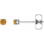 14K White 2.5 mm Natural Citrine Stud Earrings