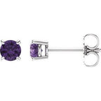 14K White 4 mm Natural Amethyst Stud Earrings