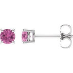 14K White 4 mm Natural Pink Sapphire Stud Earrings