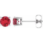 14K White 5 mm Lab-Grown Ruby Stud Earrings