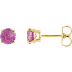 14K Yellow 5 mm Natural Pink Tourmaline Stud Earrings