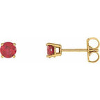 14K Yellow 4 mm Lab-Grown Ruby Stud Earrings