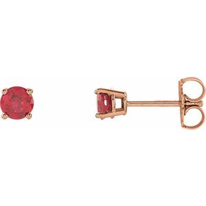 14K Rose 4 mm Natural Ruby Stud Earrings