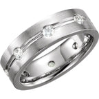 14K White 1/2 CTW Natural Diamond Grooved 6 mm Band Size 11