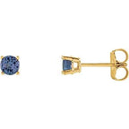 14K Yellow 4 mm Natural Tanzanite Stud Earrings