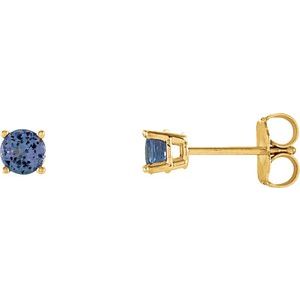 14K Yellow 4 mm Natural Tanzanite Stud Earrings