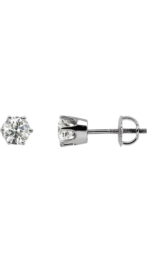 14K White 1 CTW Natural Diamond Stud Earrings
