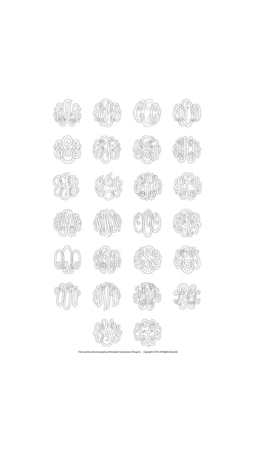 10K White Imitation Diamond 3-Initial Script Monogram Necklace