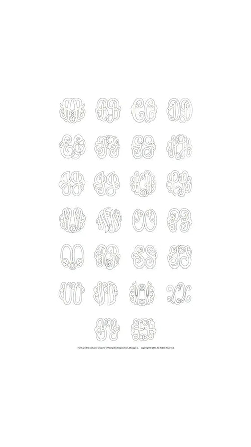 10K White Imitation Diamond 3-Initial Script Monogram Necklace