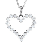 14K White Gold 1 CTW Natural Diamond Heart Necklace