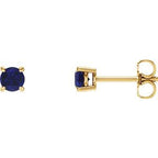 14K Yellow 4 mm Natural Blue Sapphire Stud Earrings