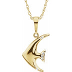 14K Yellow .06 CTW Natural Diamond Angel Fish 18" Necklace