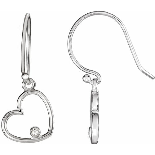 14K White .03 CTW Natural Diamond Heart Earrings